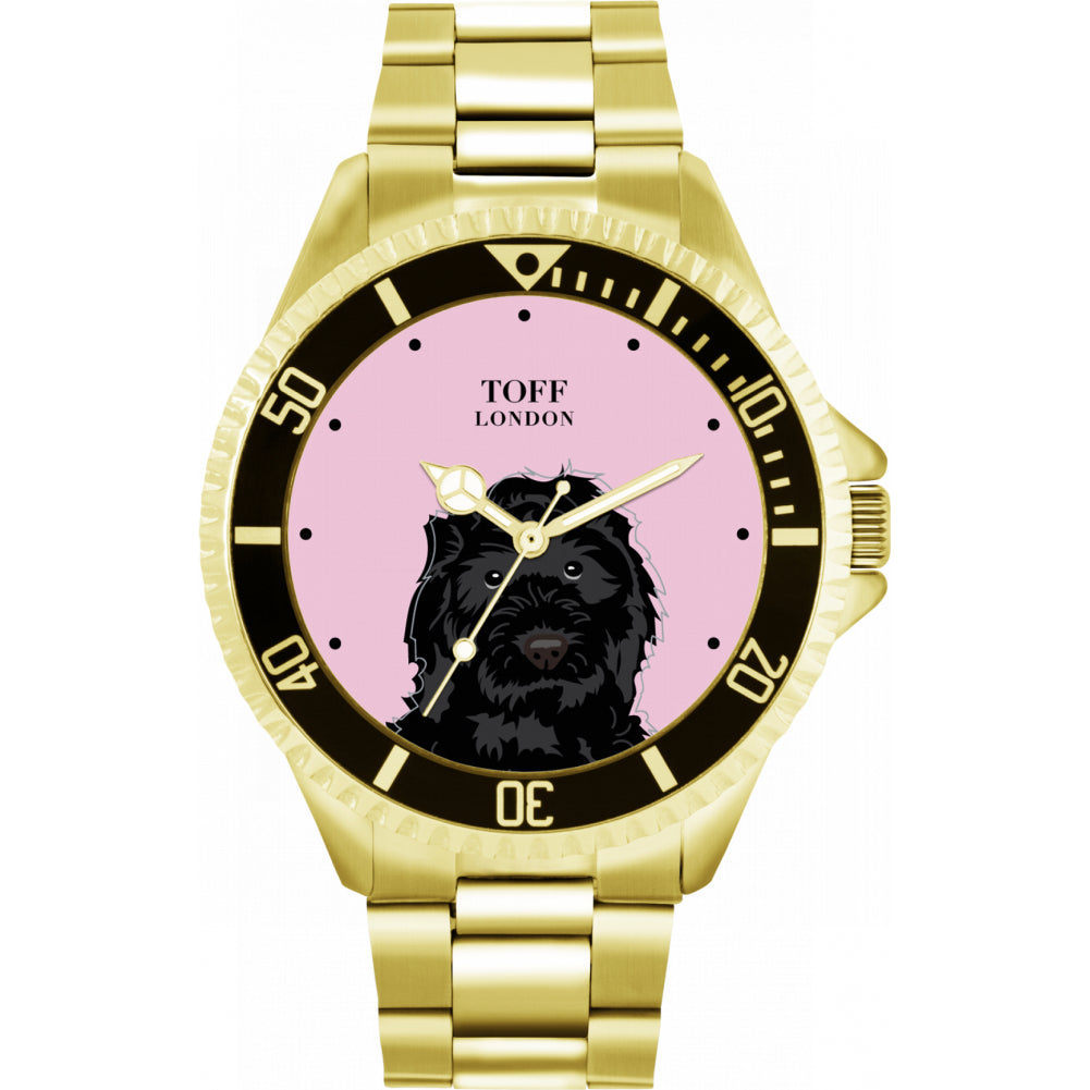 Mens Black Cockapoo Dog Head Watch