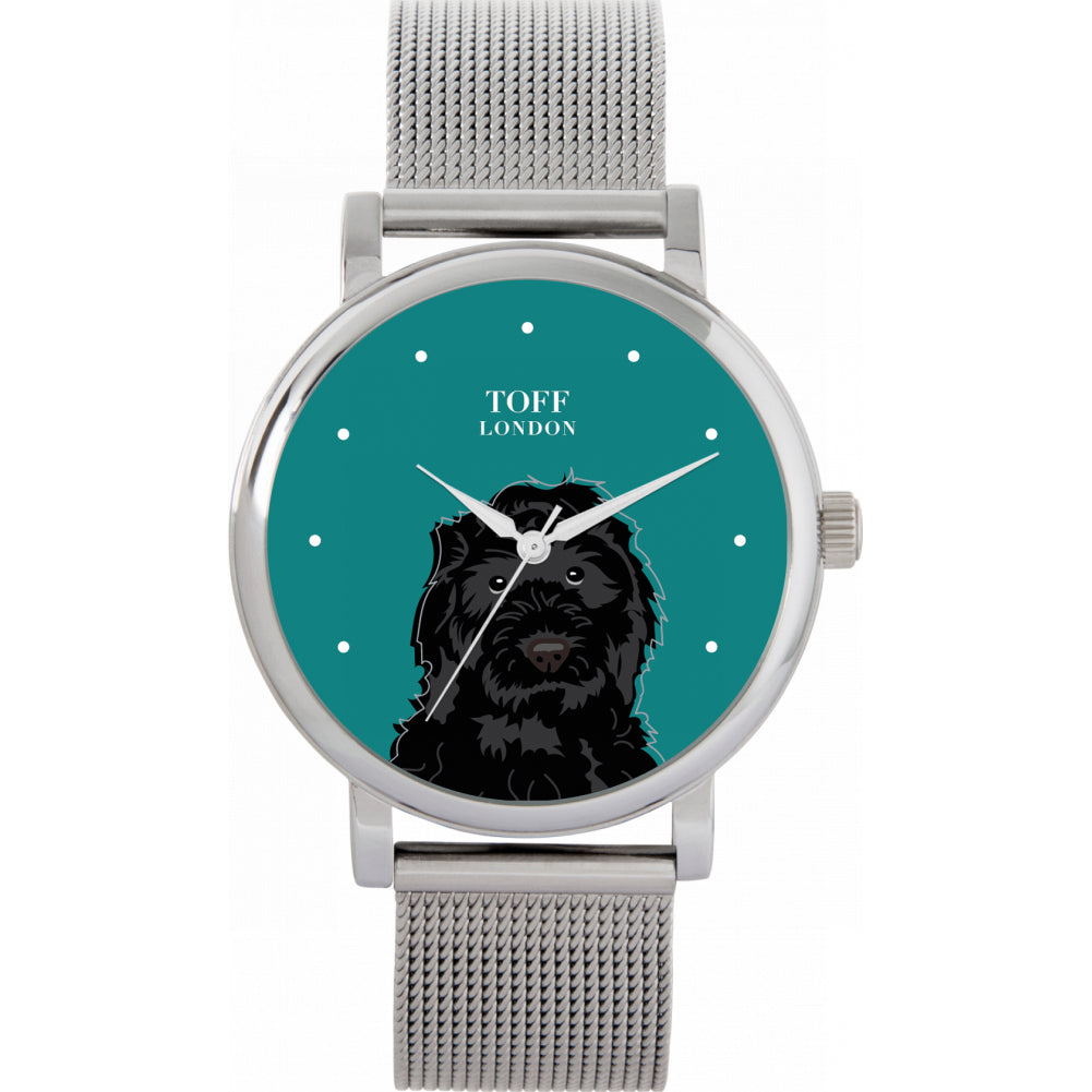 Ladies Black Cockapoo Dog Head Watch