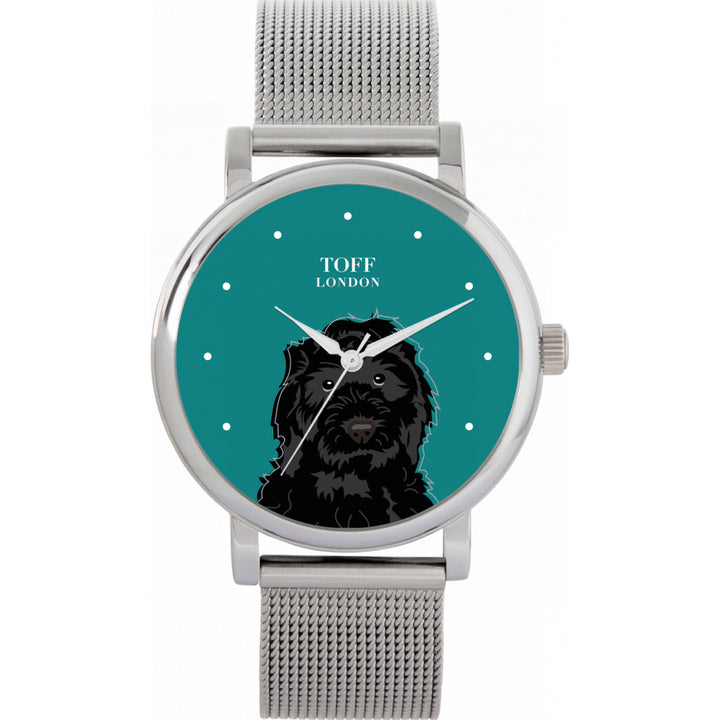 Ladies Black Cockapoo Dog Head Watch