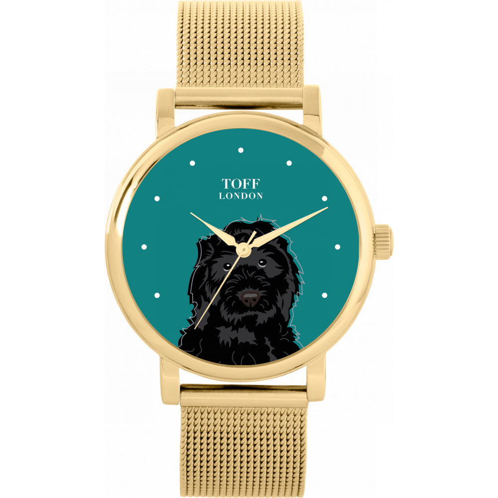Ladies Black Cockapoo Dog Head Watch