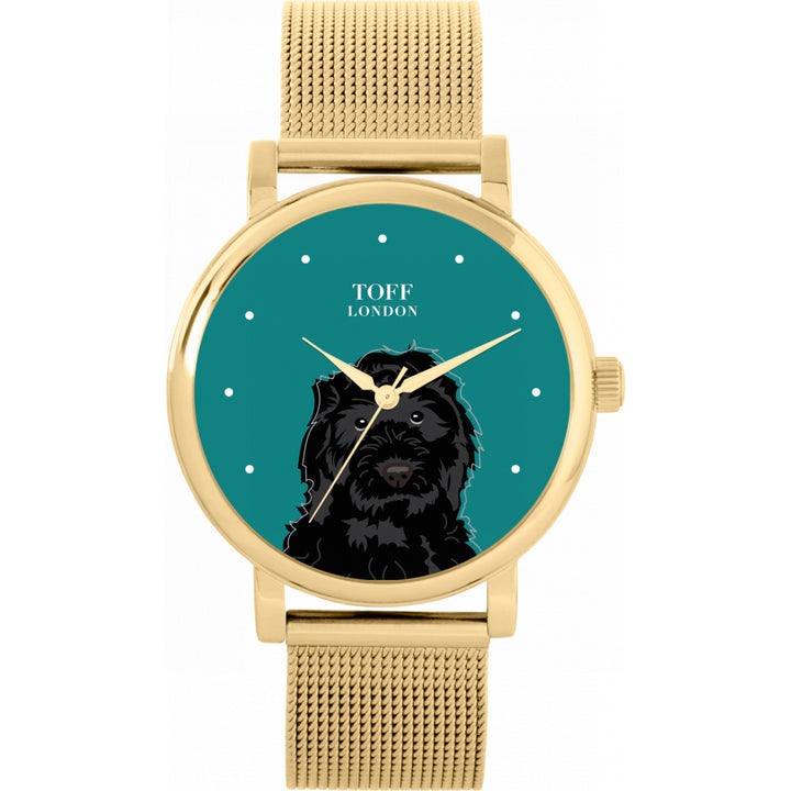 Ladies Black Cockapoo Dog Head Watch
