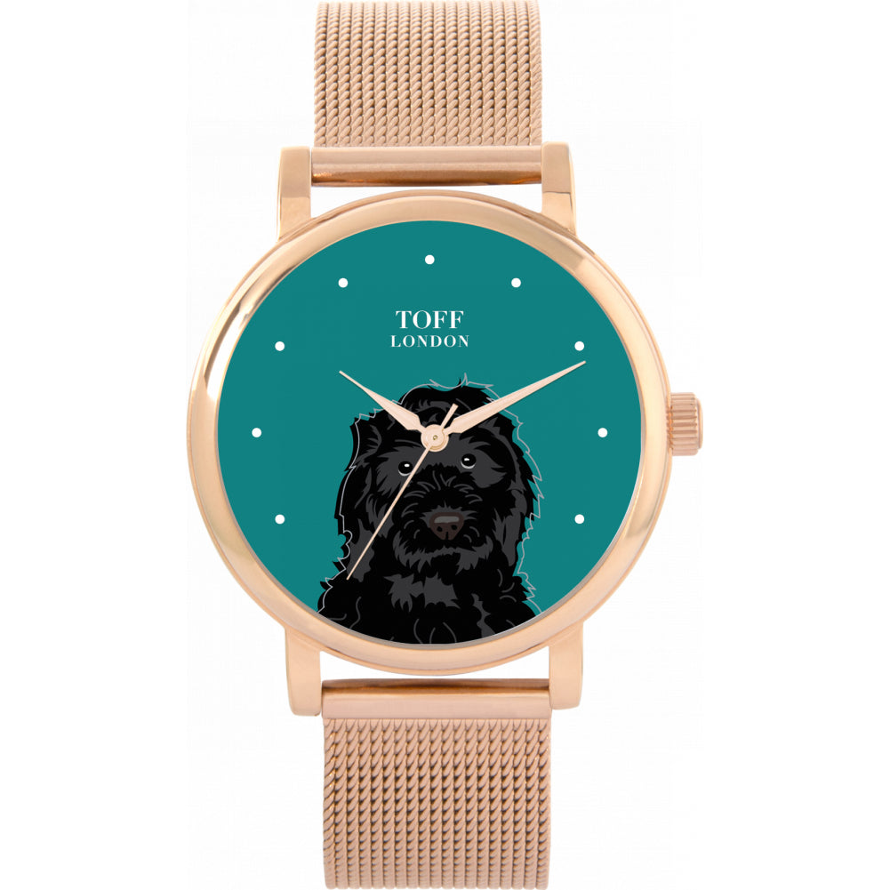 Ladies Black Cockapoo Dog Head Watch