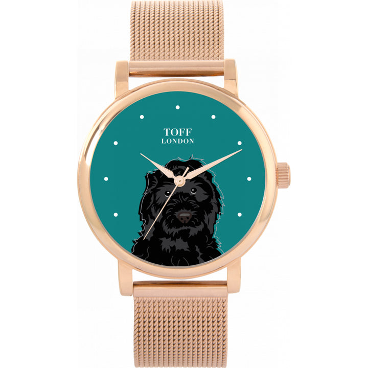 Ladies Black Cockapoo Dog Head Watch