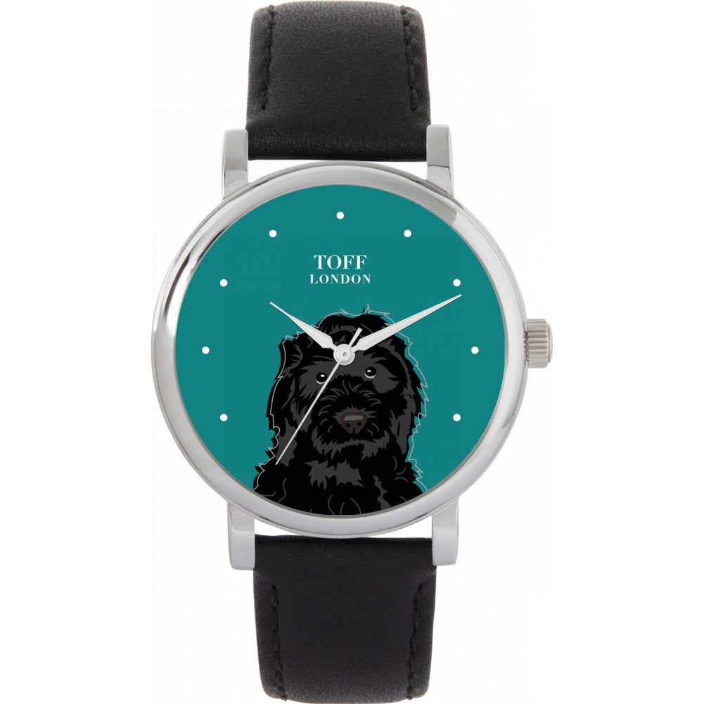 Ladies Black Cockapoo Dog Head Watch