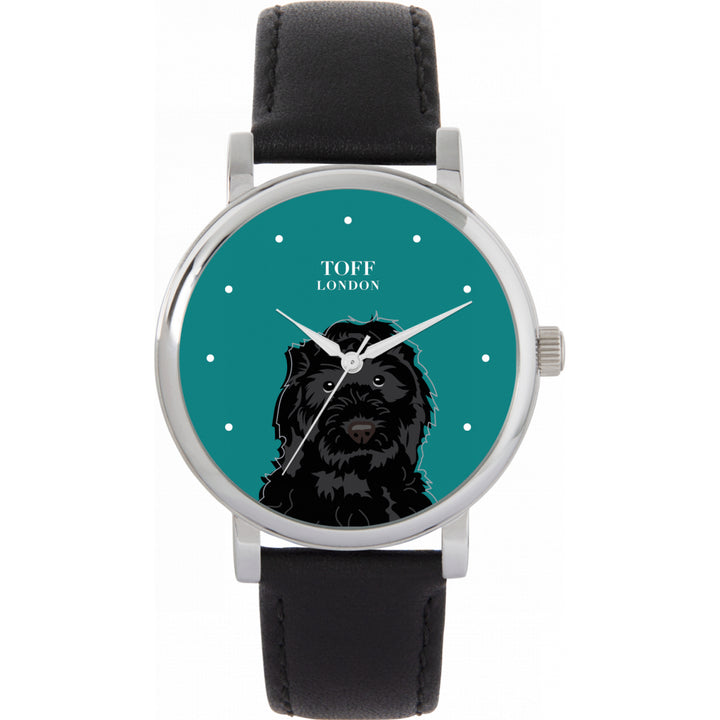 Ladies Black Cockapoo Dog Head Watch