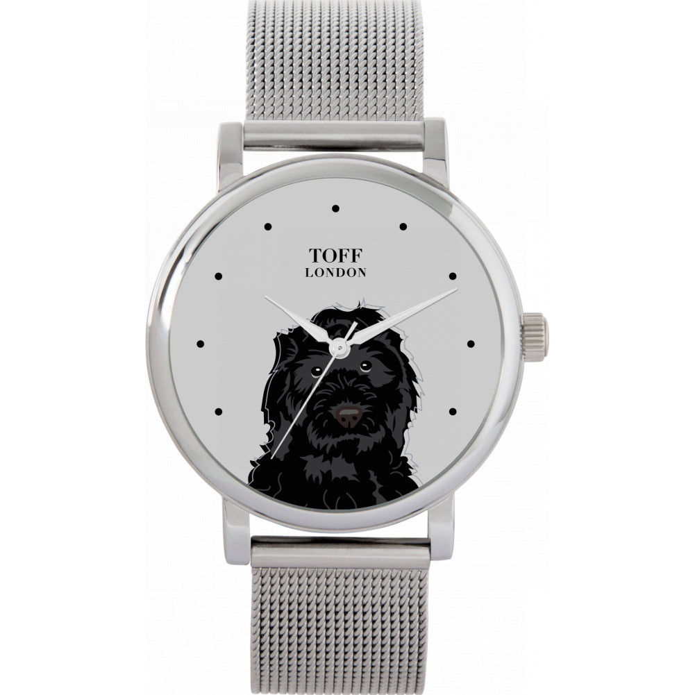 Ladies Black Cockapoo Dog Head Watch