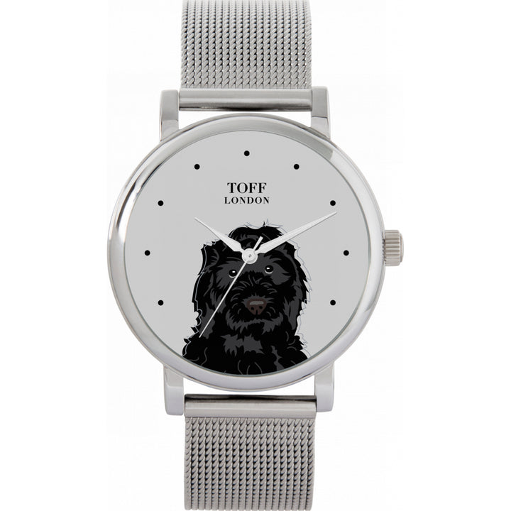 Ladies Black Cockapoo Dog Head Watch
