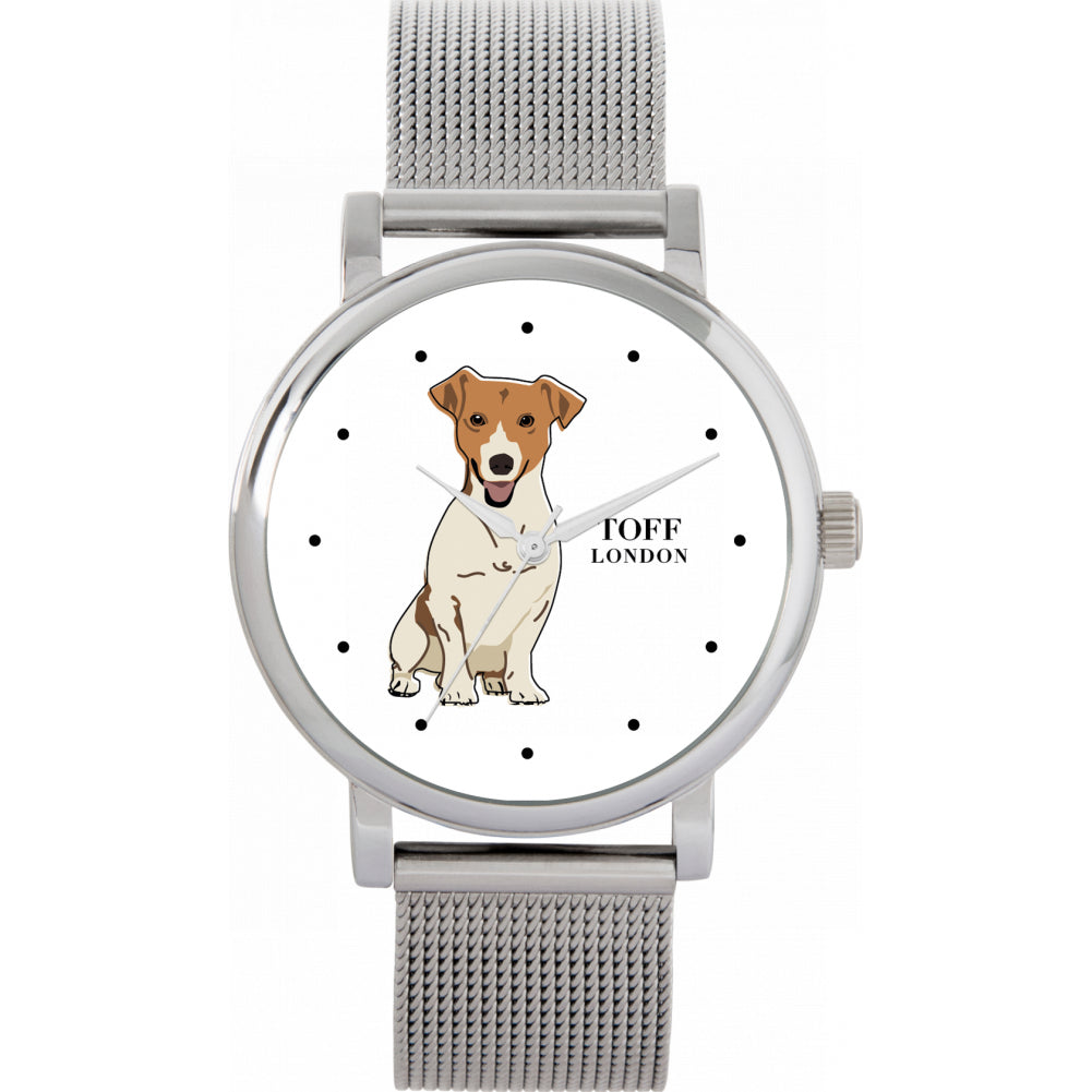 Ladies Beige Jack Russell Terrier Dog Watch