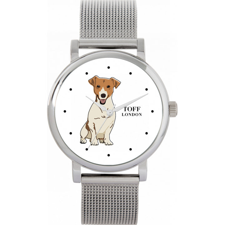 Ladies Beige Jack Russell Terrier Dog Watch
