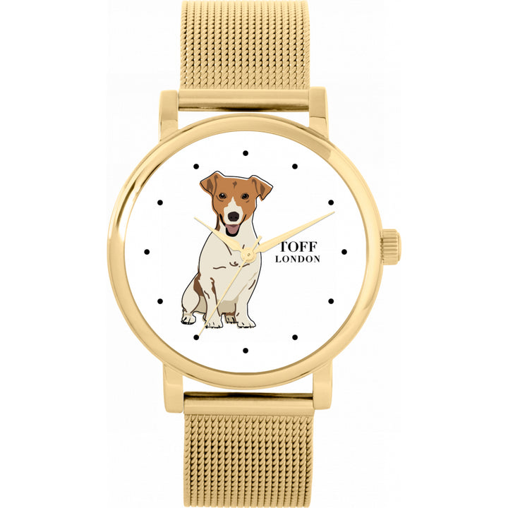 Ladies Beige Jack Russell Terrier Dog Watch