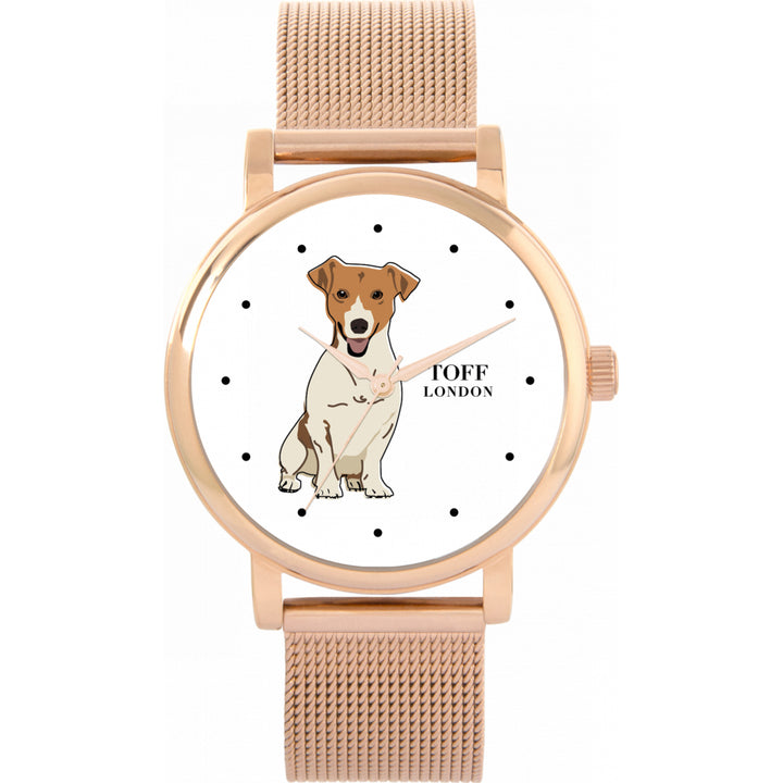 Ladies Beige Jack Russell Terrier Dog Watch
