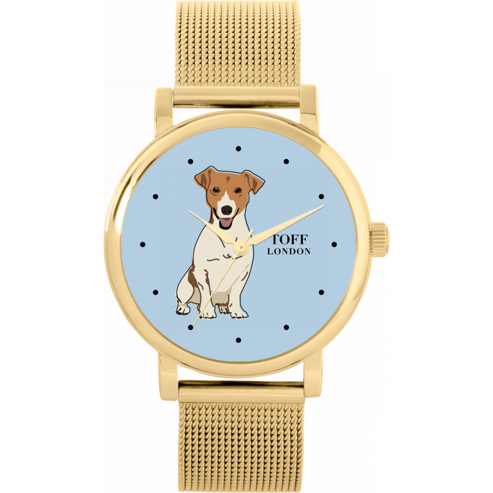 Ladies Beige Jack Russell Terrier Dog Watch