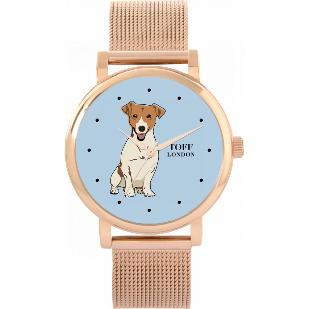 Ladies Beige Jack Russell Terrier Dog Watch