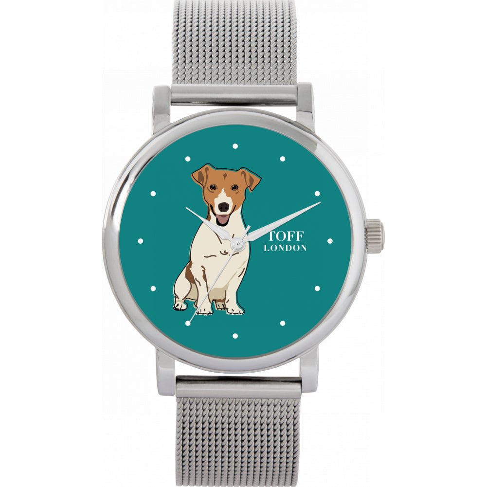 Ladies Beige Jack Russell Terrier Dog Watch