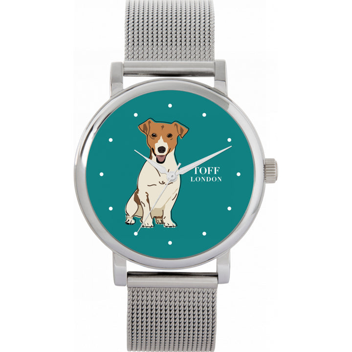 Ladies Beige Jack Russell Terrier Dog Watch