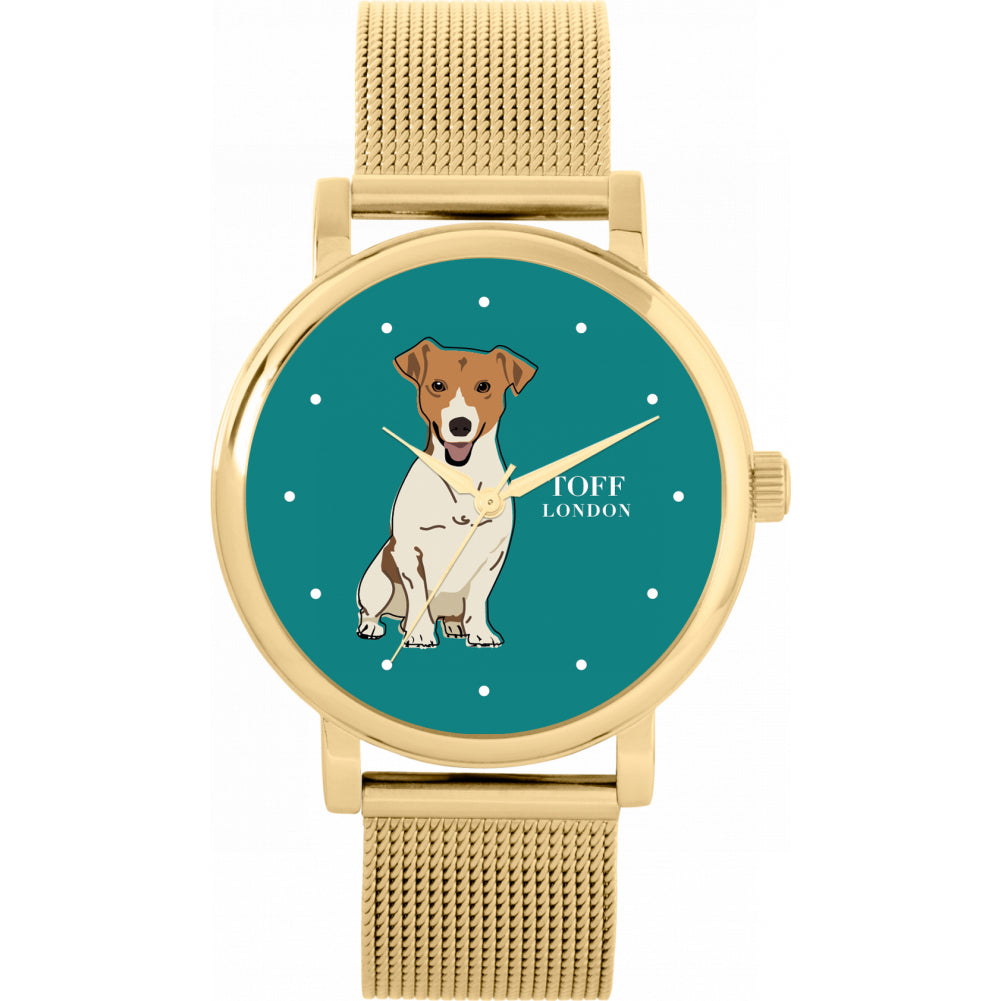 Ladies Beige Jack Russell Terrier Dog Watch