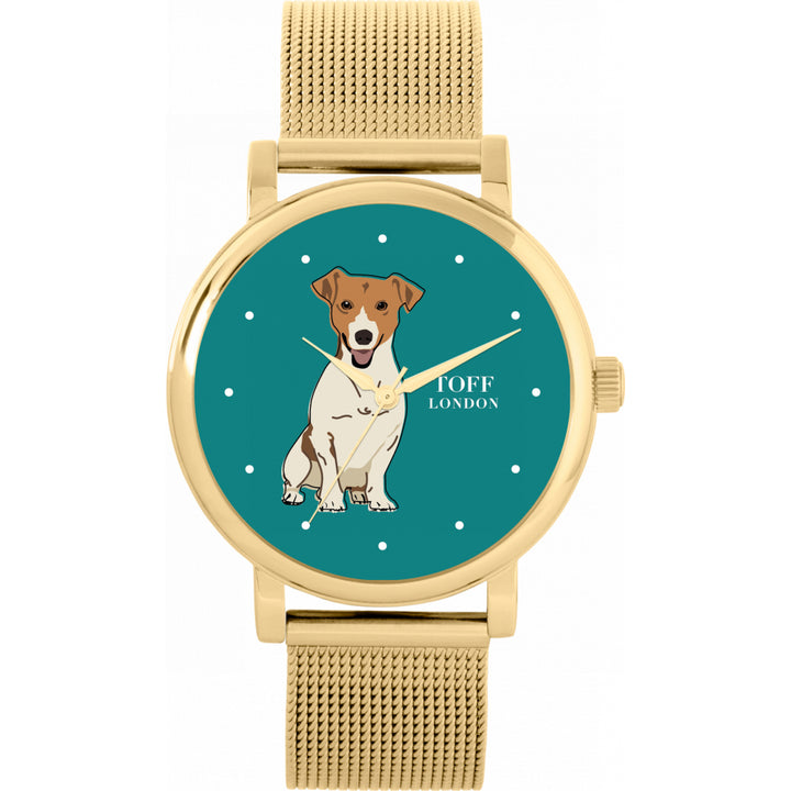 Ladies Beige Jack Russell Terrier Dog Watch