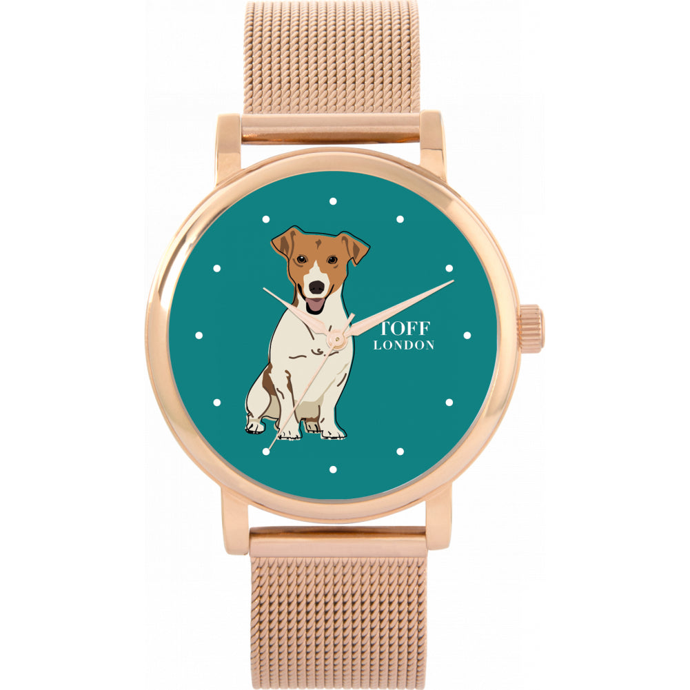 Ladies Beige Jack Russell Terrier Dog Watch