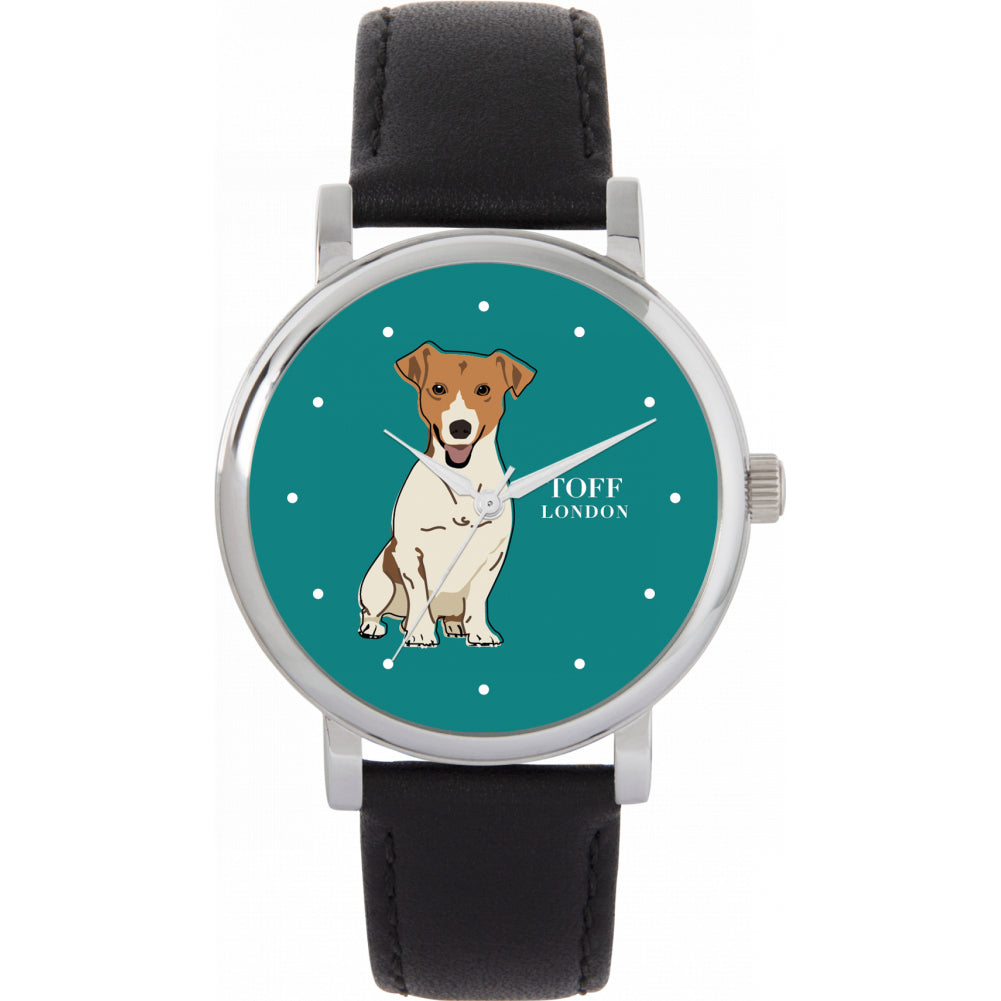 Ladies Beige Jack Russell Terrier Dog Watch