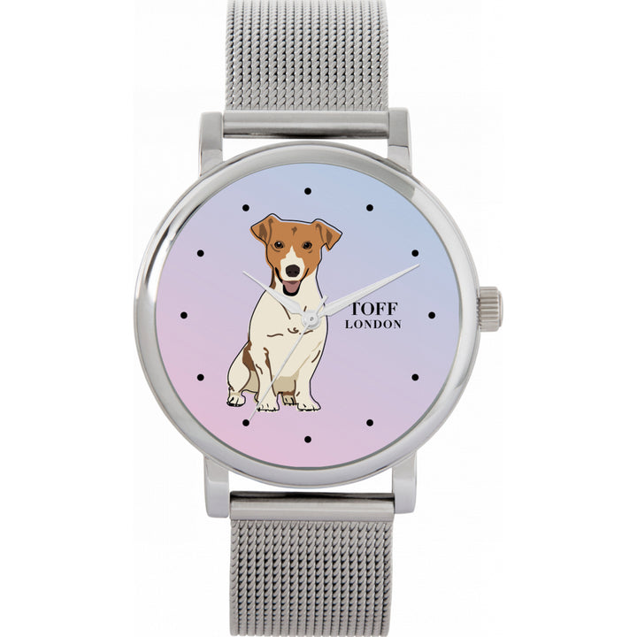 Ladies Beige Jack Russell Terrier Dog Watch