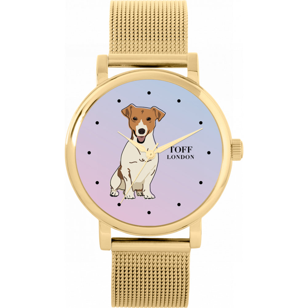 Ladies Beige Jack Russell Terrier Dog Watch