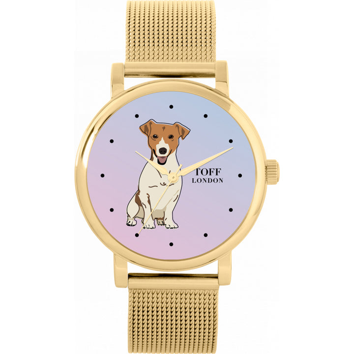 Ladies Beige Jack Russell Terrier Dog Watch