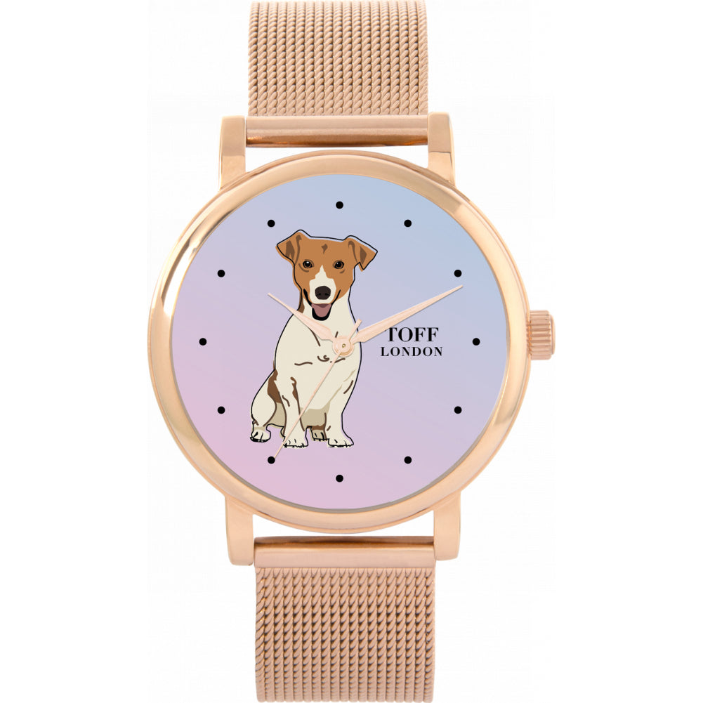 Ladies Beige Jack Russell Terrier Dog Watch