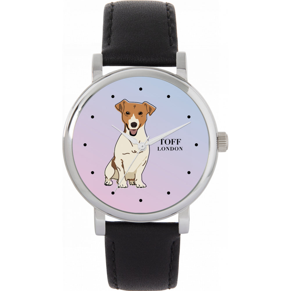Ladies Beige Jack Russell Terrier Dog Watch