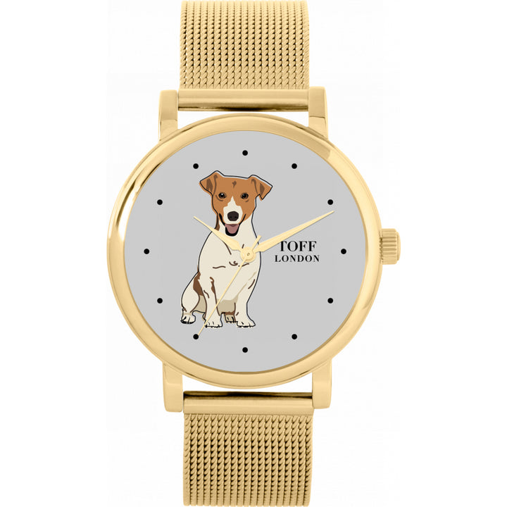 Ladies Beige Jack Russell Terrier Dog Watch