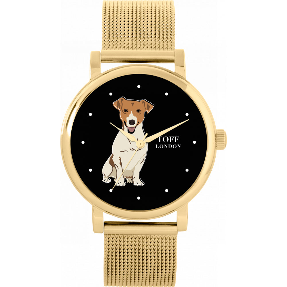 Ladies Beige Jack Russell Terrier Dog Watch