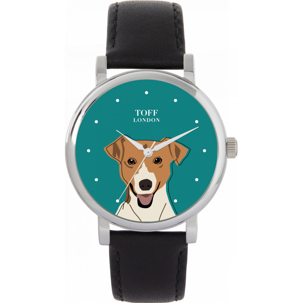 Ladies Beige Jack Russell Terrier Dog Head Watch