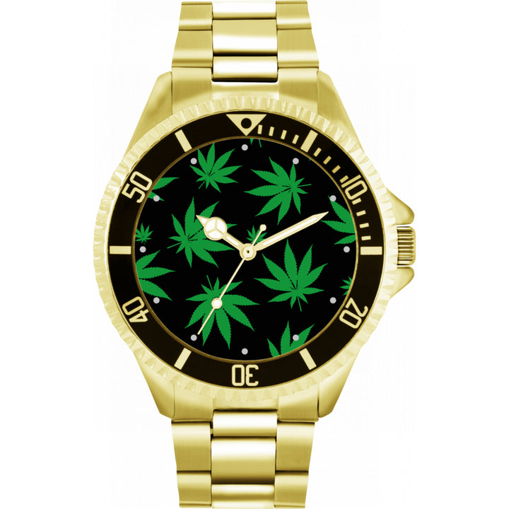 Mens Green and Black Weed Watch