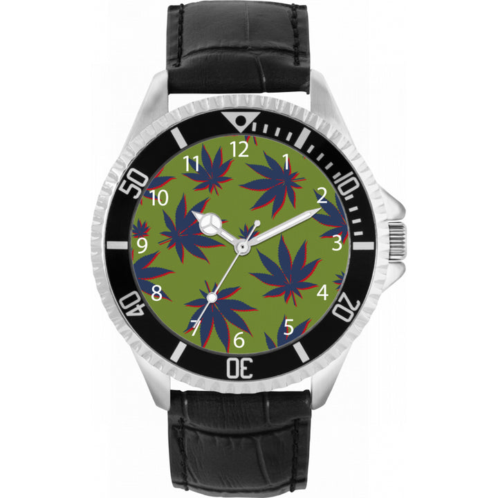 Mens Green and Blue Weed Watch