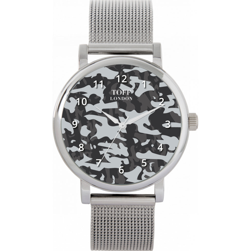 Ladies Traditional Dark Grey Camouflage Watch
