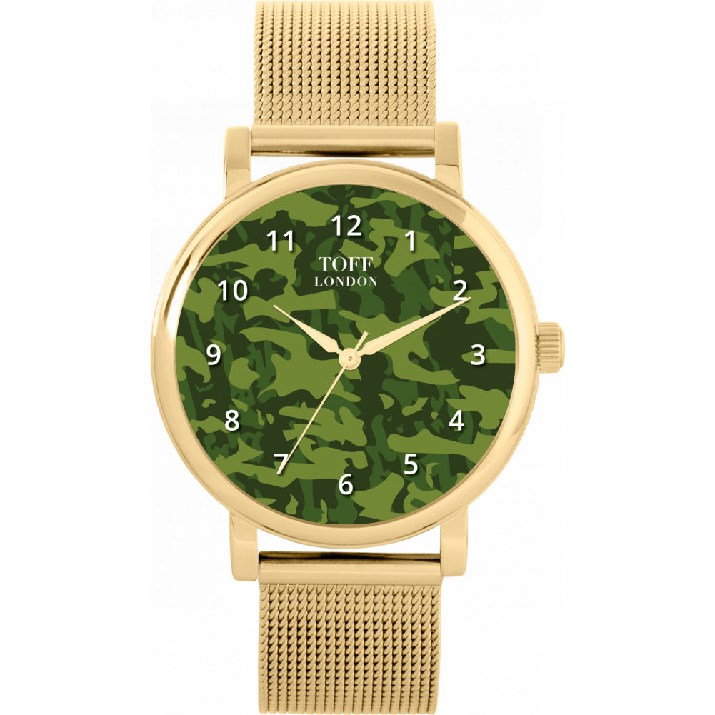 Ladies Traditional Dark Green Camouflage Watch