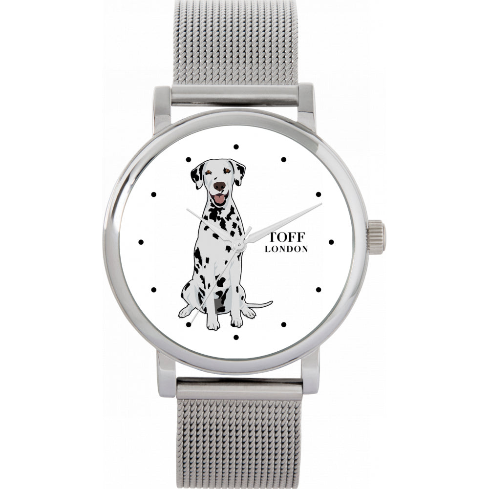 Ladies Black And White Dalmatian Dog Watch