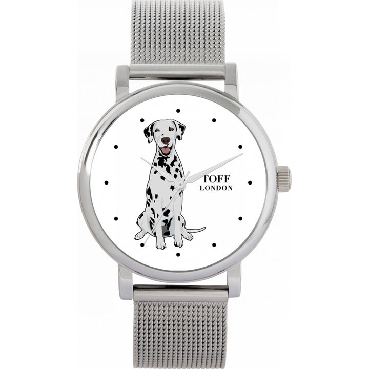 Ladies Black And White Dalmatian Dog Watch