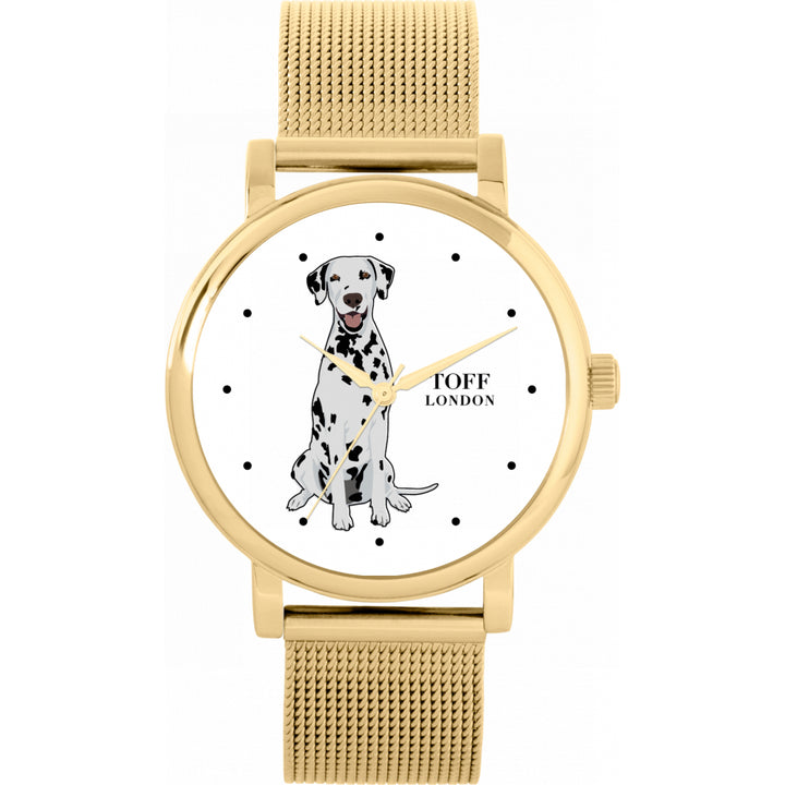 Ladies Black And White Dalmatian Dog Watch