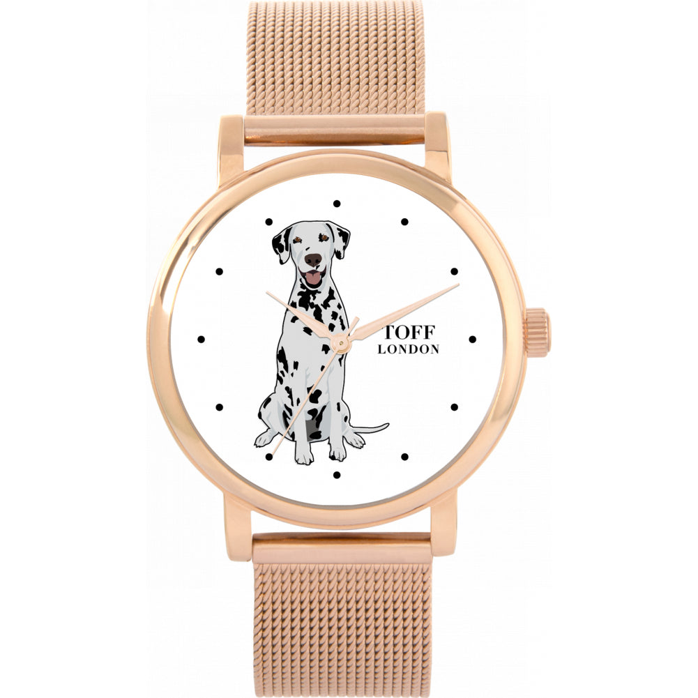 Ladies Black And White Dalmatian Dog Watch