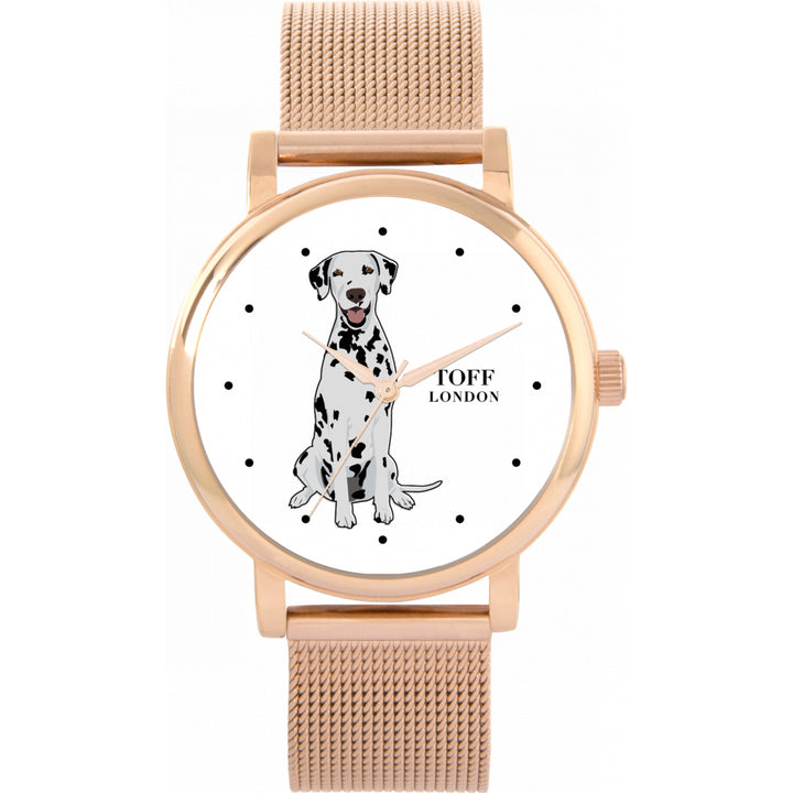 Ladies Black And White Dalmatian Dog Watch