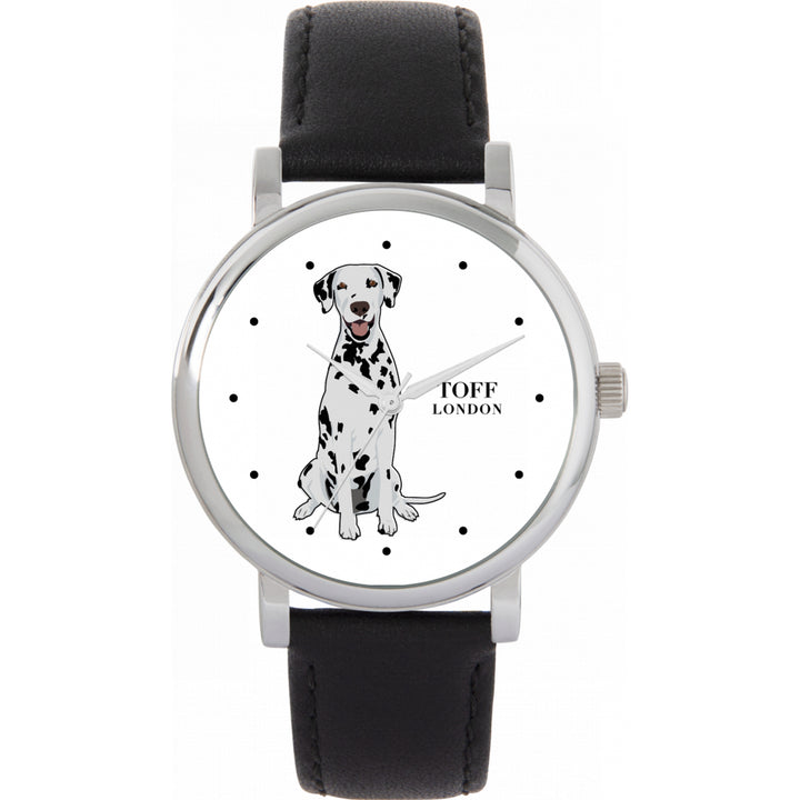 Ladies Black And White Dalmatian Dog Watch