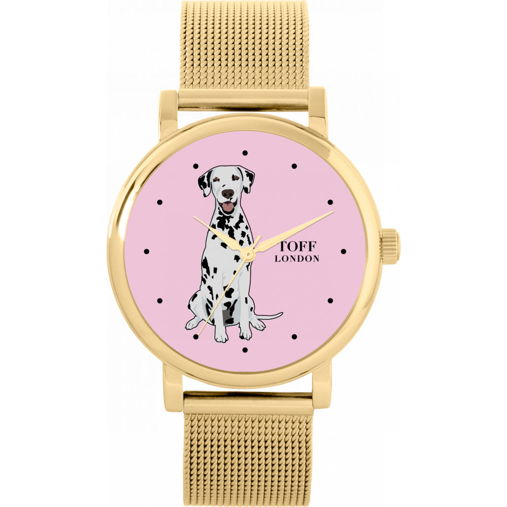 Ladies Black And White Dalmatian Dog Watch