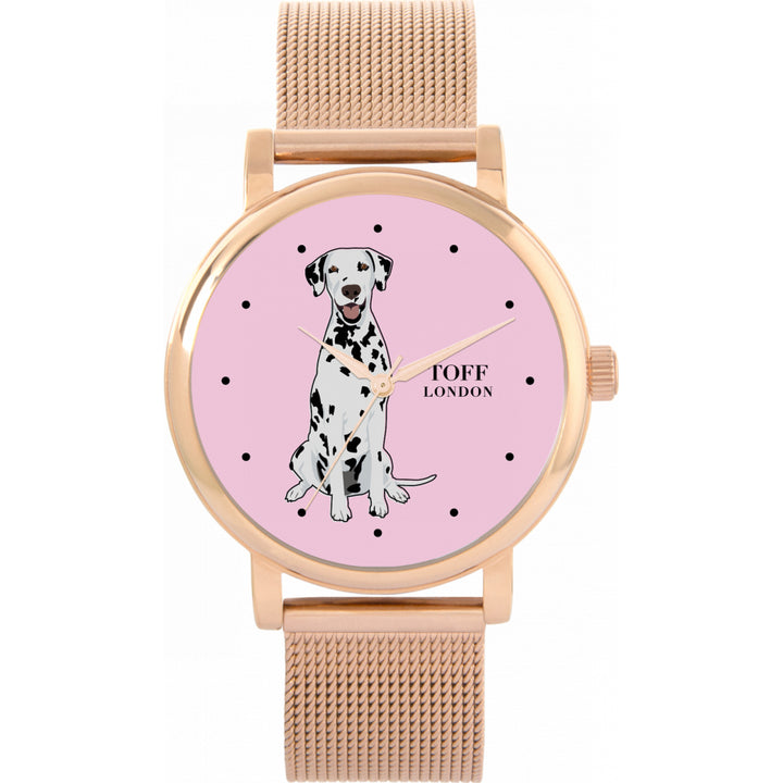 Ladies Black And White Dalmatian Dog Watch