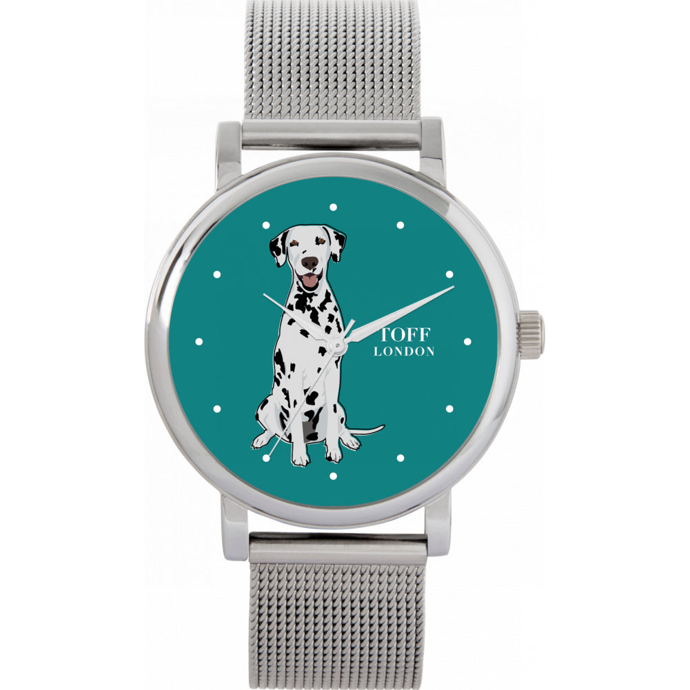 Ladies Black And White Dalmatian Dog Watch