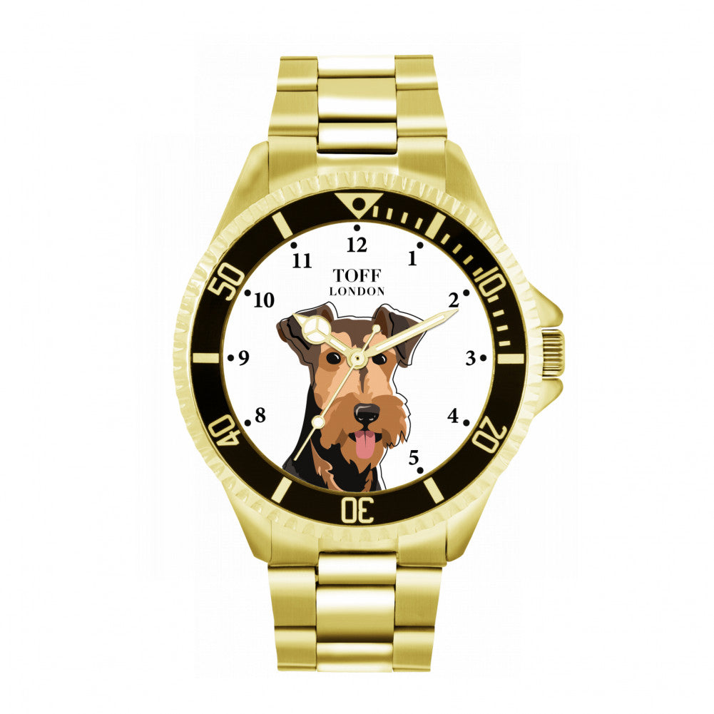 Mens Airedale Terrier Dog Head Watch