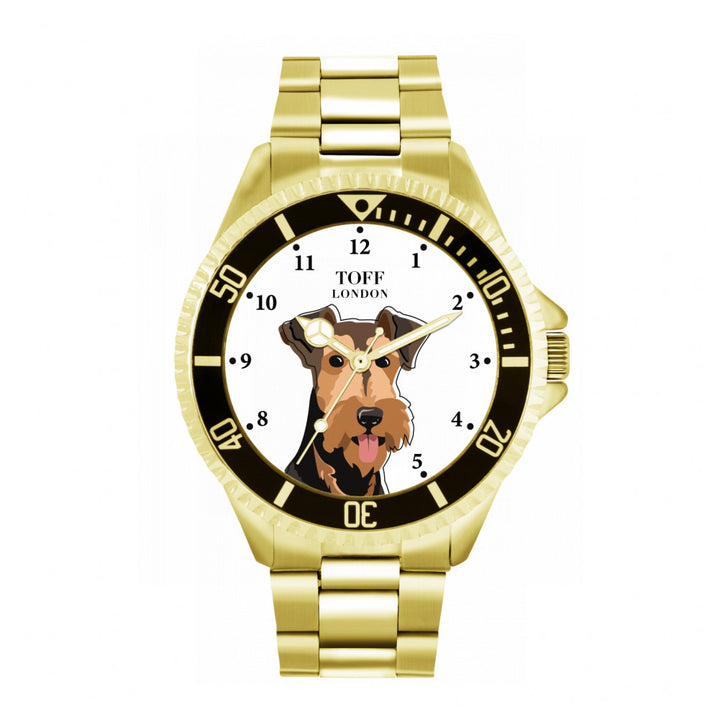 Mens Airedale Terrier Dog Head Watch