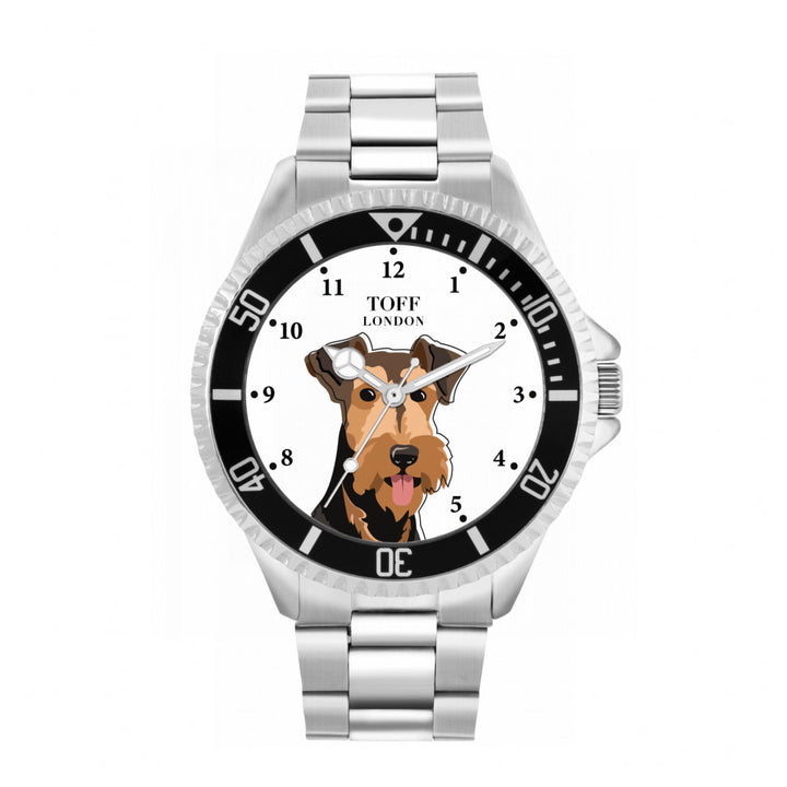Mens Airedale Terrier Dog Head Watch