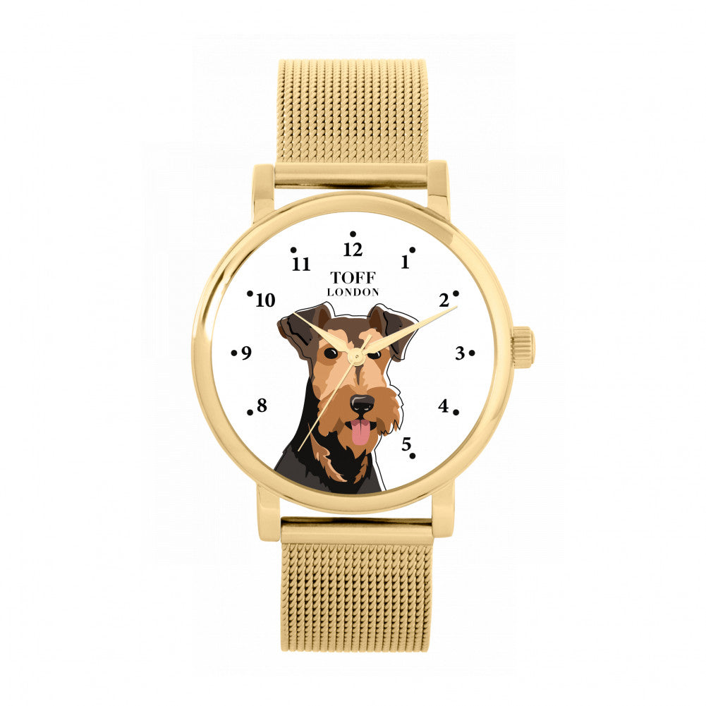 Ladies Airedale Terrier Dog Head Watch