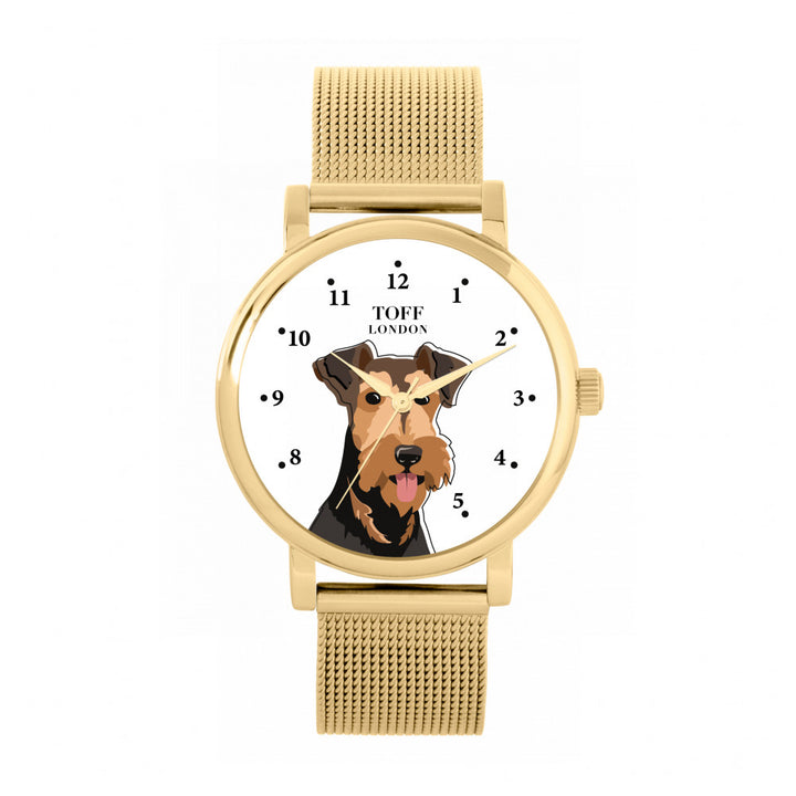 Ladies Airedale Terrier Dog Head Watch